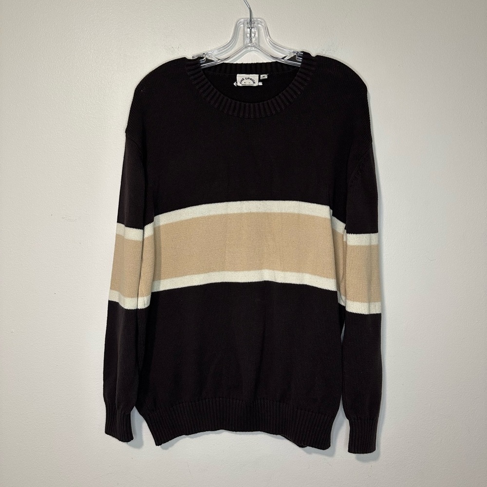 The Upside Color Block Knit Cotton Brown Crew Neck Sweater Women’s Sz M‎